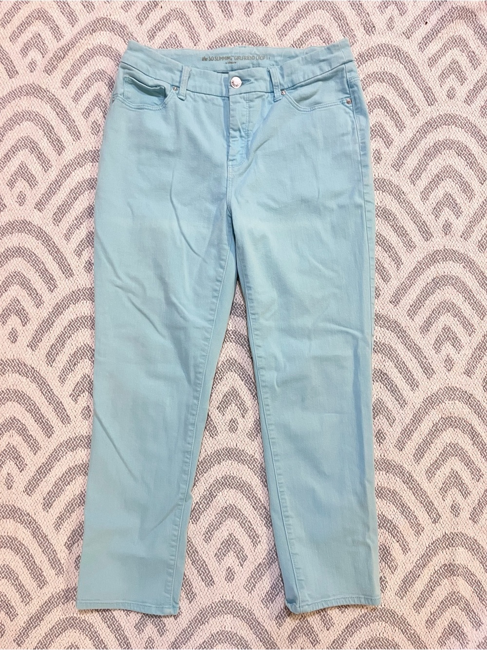 CHICO’S Women’s So Slimming Girlfriend Crop Mint Blue Denim Jeans 8 Regular (1R)